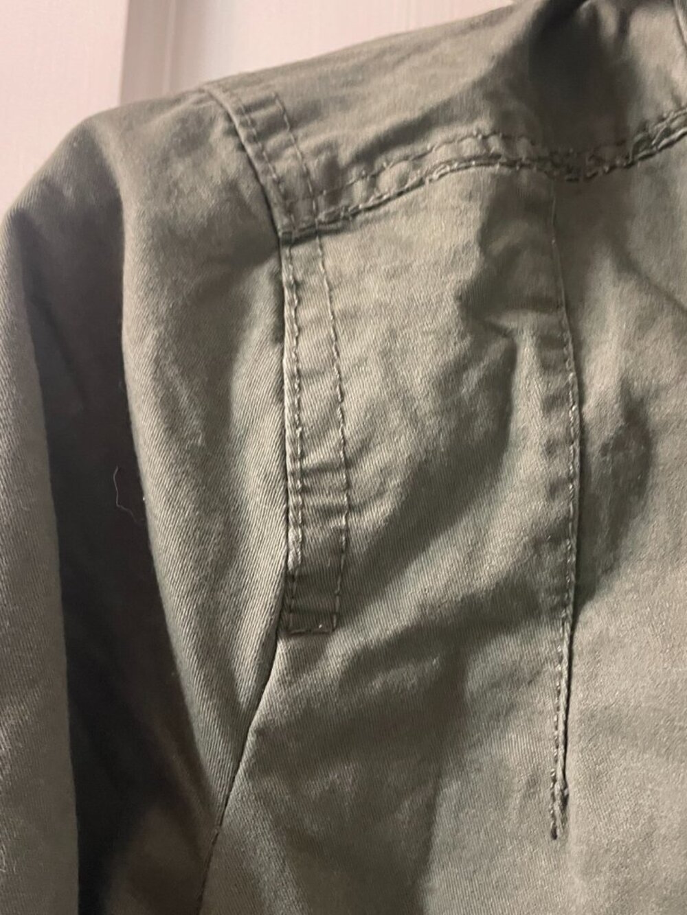 Ambiance Hooded Utility Jacket, Size Small Olive Green Drawstring Waist - Picture 5 of 10